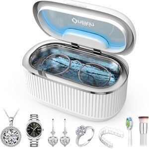 35W Ultrasonic Jewelry Cleaner 45KHz Retainer Cleaner for Jewelry 5 Timer 3 Mode